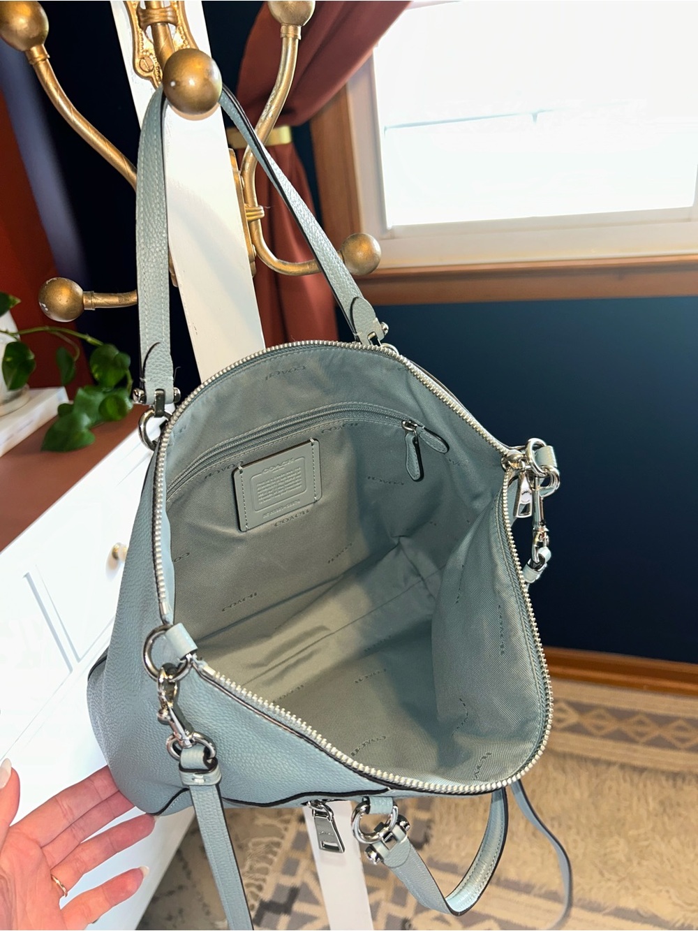 Coach Pebbled Leather Satchel in Pale Blue - Picture 3 of 6